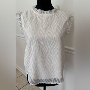Ruffled White Wave Pattern Blouse